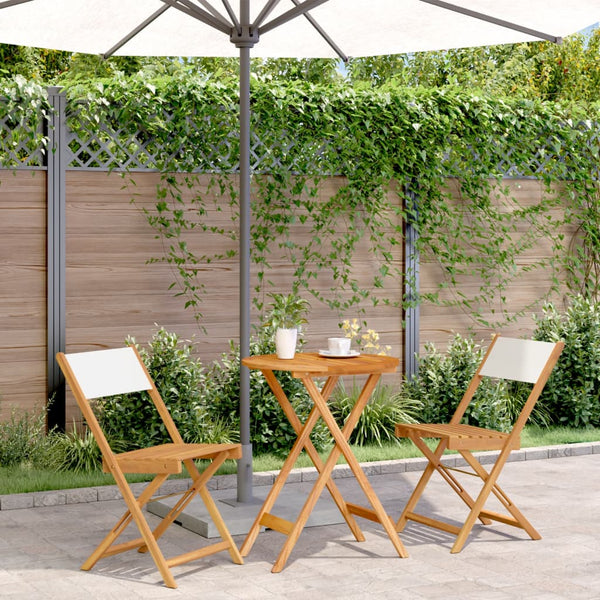 vidaXL 3-Piece Bistro Set Cream Fabric and Solid Wood