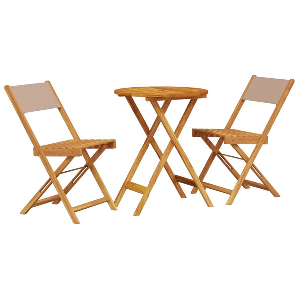 vidaXL 3-Piece Bistro Set Taupe Fabric and Solid Wood
