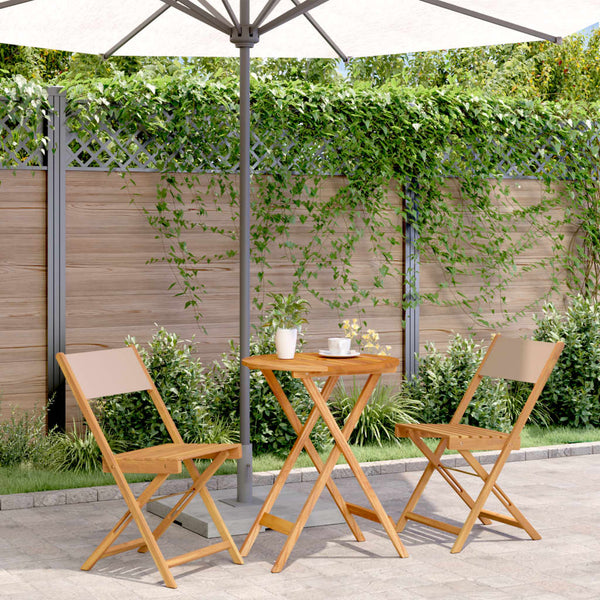 vidaXL 3-Piece Bistro Set Taupe Fabric and Solid Wood