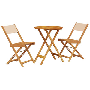 vidaXL 3-Piece Bistro Set Beige Fabric and Solid Wood
