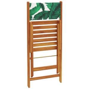 vidaXL 3-Piece Bistro Set Leaf Pattern Fabric and Solid Wood