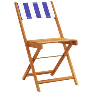 vidaXL 3-Piece Bistro Set Blue and White Fabric and Solid Wood