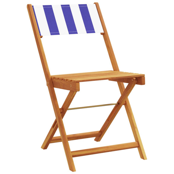 vidaXL 3-Piece Bistro Set Blue and White Fabric and Solid Wood