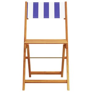 vidaXL 3-Piece Bistro Set Blue and White Fabric and Solid Wood