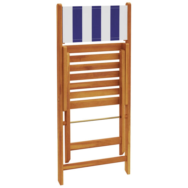 vidaXL 3-Piece Bistro Set Blue and White Fabric and Solid Wood