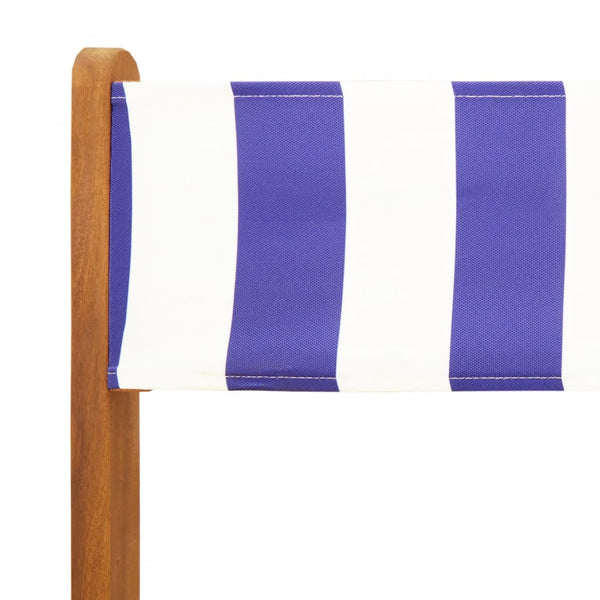 vidaXL 3-Piece Bistro Set Blue and White Fabric and Solid Wood