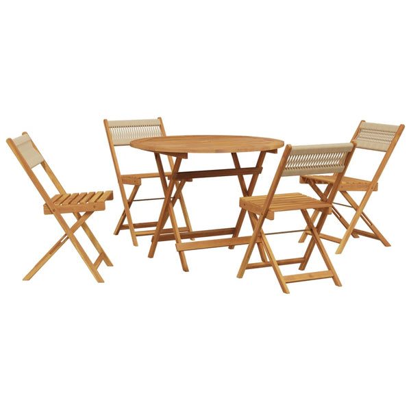vidaXL 5-piece Garden Dining Set Polypropylene and Solid Wood Beige