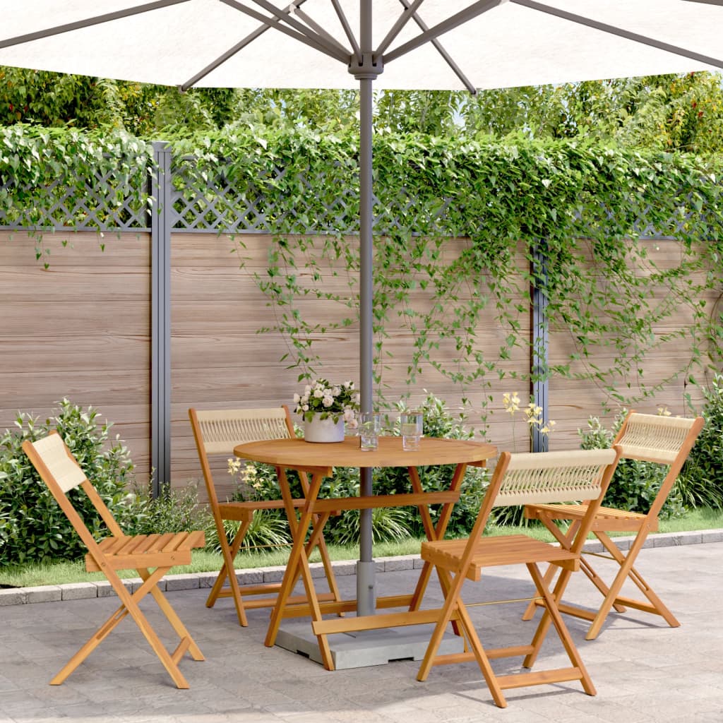 vidaXL 5-piece Garden Dining Set Polypropylene and Solid Wood Beige