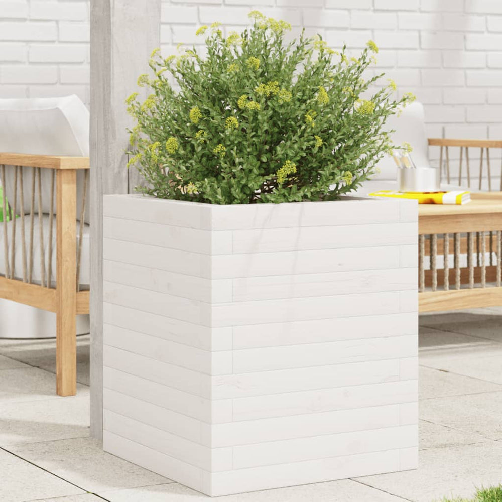 vidaXL Planter White 40x40x46 cm Solid Pine Wood