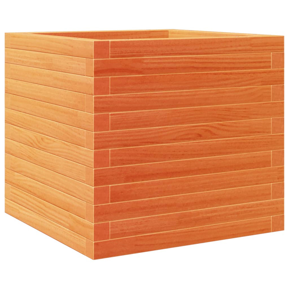 vidaXL Planter Waxed Brown 50x50x46 cm Solid Pine Wood