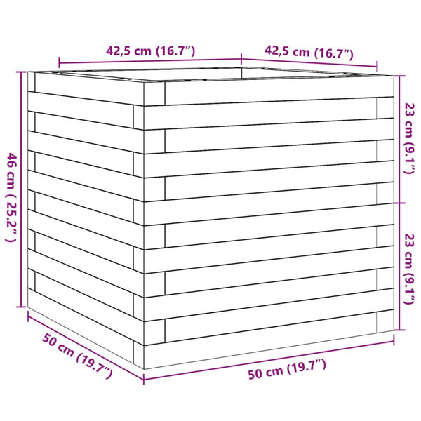 vidaXL Garden Planter 50x50x46 cm Impregnated Pinewood