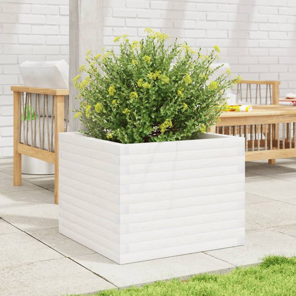 vidaXL Planter White 60x60x46 cm Solid Pine Wood