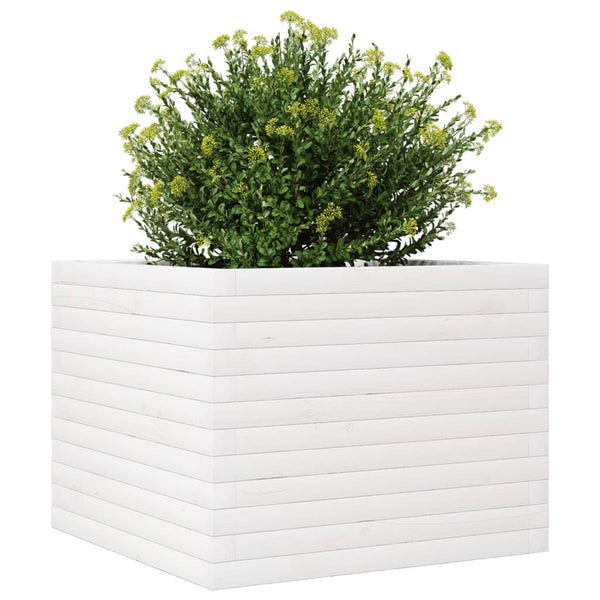 vidaXL Planter White 60x60x46 cm Solid Pine Wood