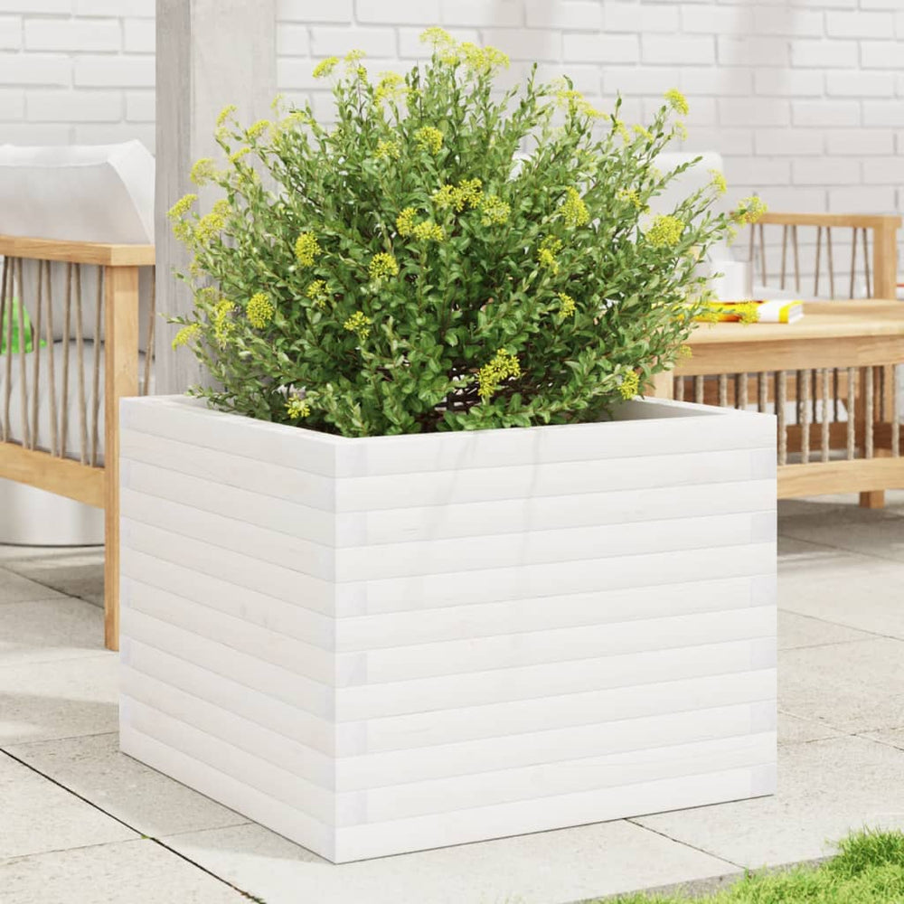vidaXL Planter White 60x60x46 cm Solid Pine Wood
