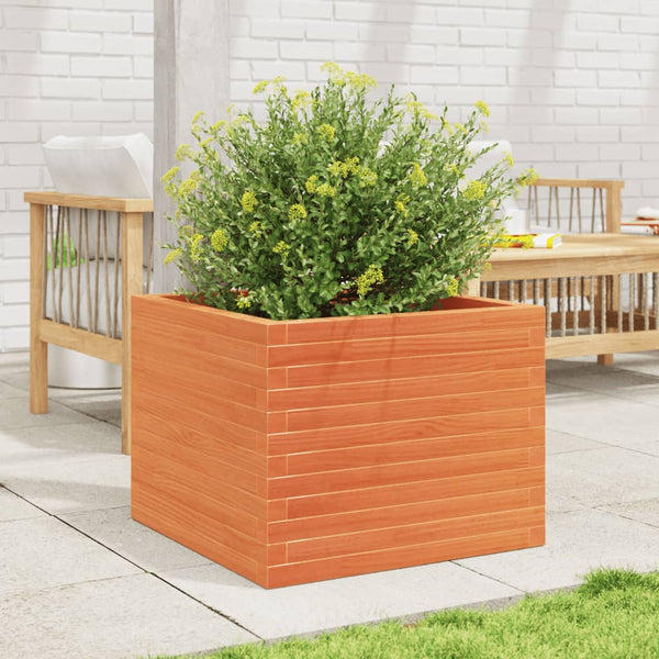 vidaXL Planter Waxed Brown 60x60x46 cm Solid Pine Wood