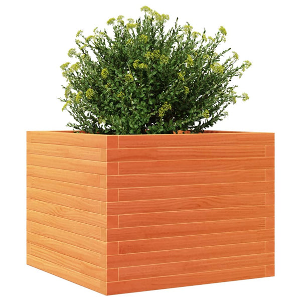 vidaXL Planter Waxed Brown 60x60x46 cm Solid Pine Wood