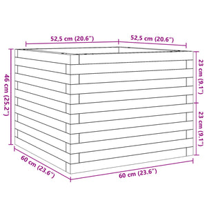 vidaXL Planter Waxed Brown 60x60x46 cm Solid Pine Wood