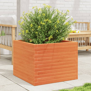 vidaXL Planter Waxed Brown 60x60x46 cm Solid Pine Wood