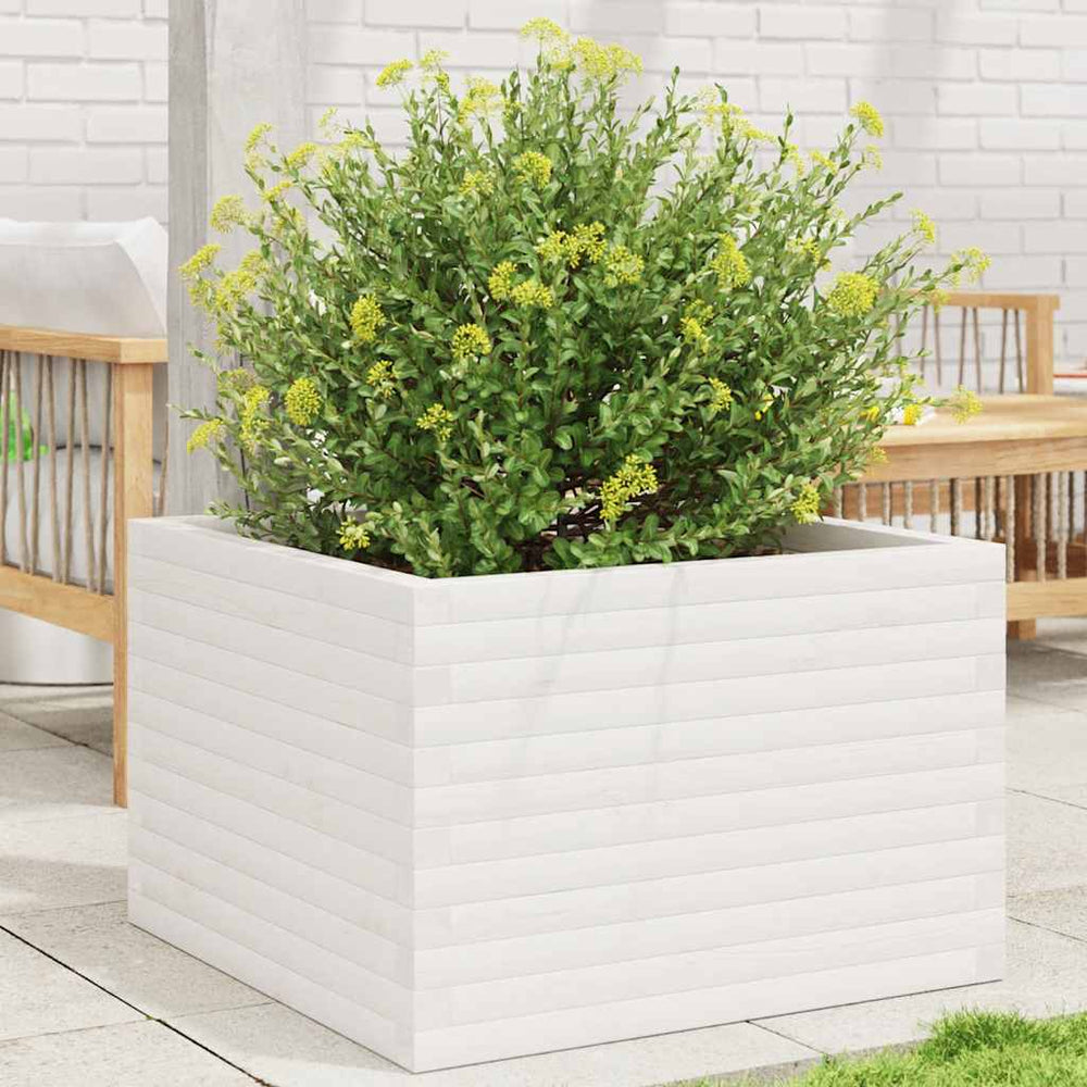 vidaXL Planter White 70x70x46 cm Solid Pine Wood