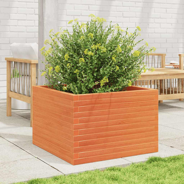 vidaXL Planter Wax Brown 70x70x46 cm Solid Pine Wood