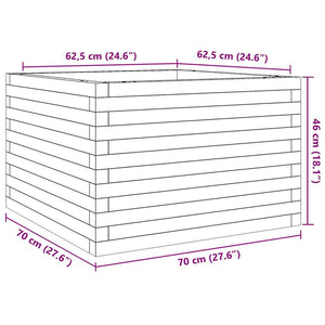 vidaXL Planter Wax Brown 70x70x46 cm Solid Pine Wood