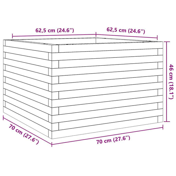 vidaXL Planter Wax Brown 70x70x46 cm Solid Pine Wood
