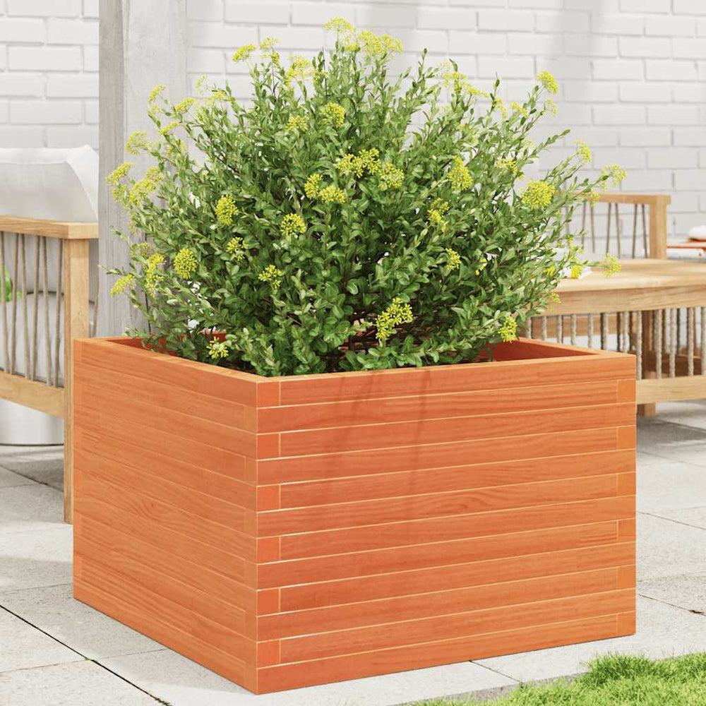 vidaXL Planter Wax Brown 70x70x46 cm Solid Pine Wood