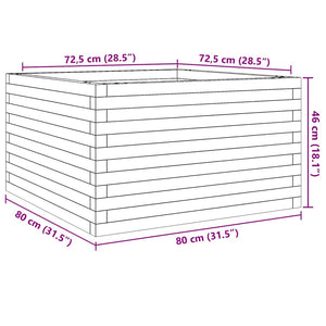 vidaXL Planter Wax Brown 80x80x46 cm Solid Pine Wood