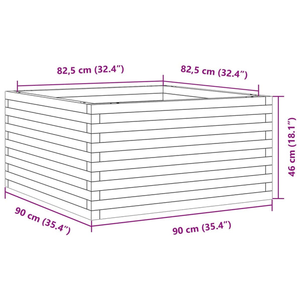 vidaXL Raised Garden Bed Wax Brown 90x90x46 cm Solid Pine Wood