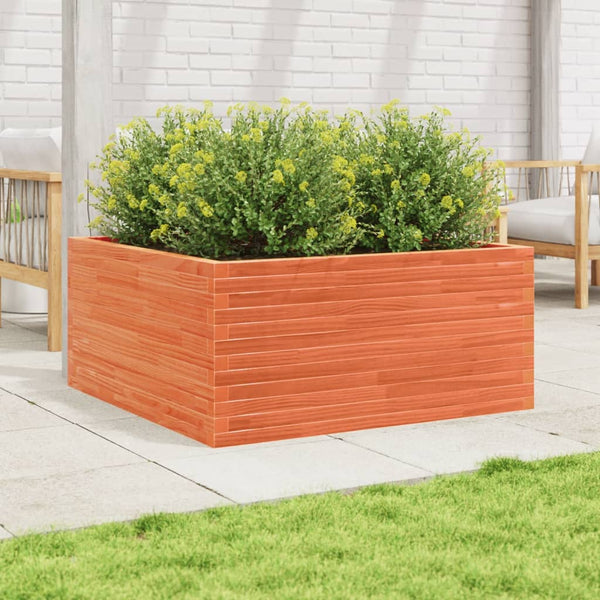 vidaXL Planter Wax Brown 100x100x46 cm Solid Pine Wood