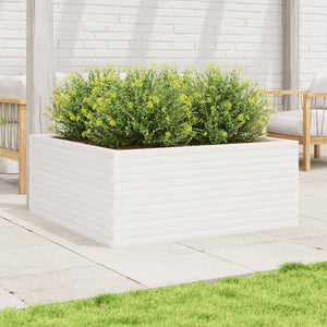 vidaXL Garden Planter White 110x110x46 cm Solid Pine Wood
