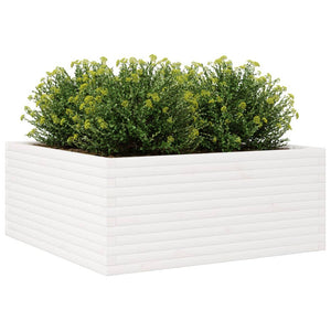 vidaXL Garden Planter White 110x110x46 cm Solid Pine Wood