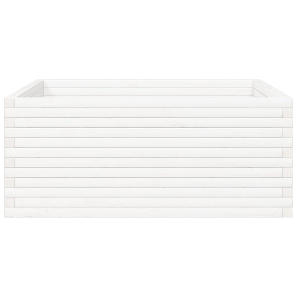 vidaXL Garden Planter White 110x110x46 cm Solid Pine Wood