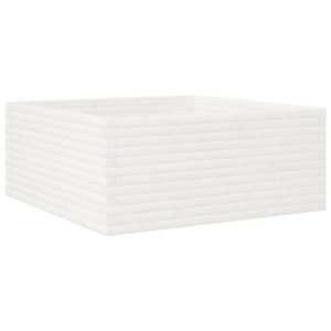 vidaXL Garden Planter White 110x110x46 cm Solid Pine Wood