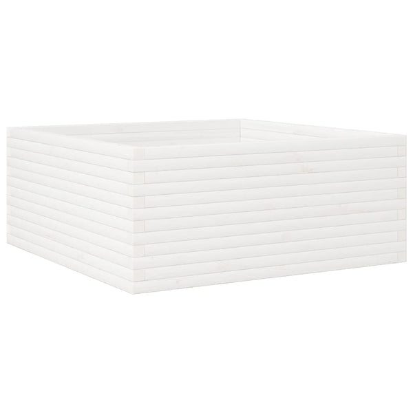 vidaXL Garden Planter White 110x110x46 cm Solid Pine Wood