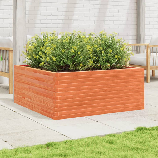 vidaXL Garden Planter Wax Brown 110x110x46 cm Solid Pine Wood