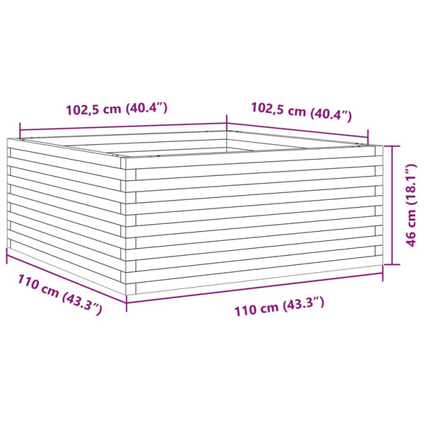 vidaXL Garden Planter Wax Brown 110x110x46 cm Solid Pine Wood