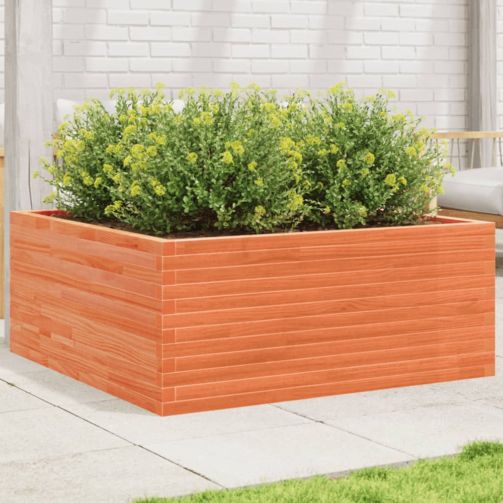 vidaXL Garden Planter Wax Brown 110x110x46 cm Solid Pine Wood