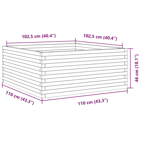 vidaXL Planter 110x110x46 cm Impregnated Pine Wood
