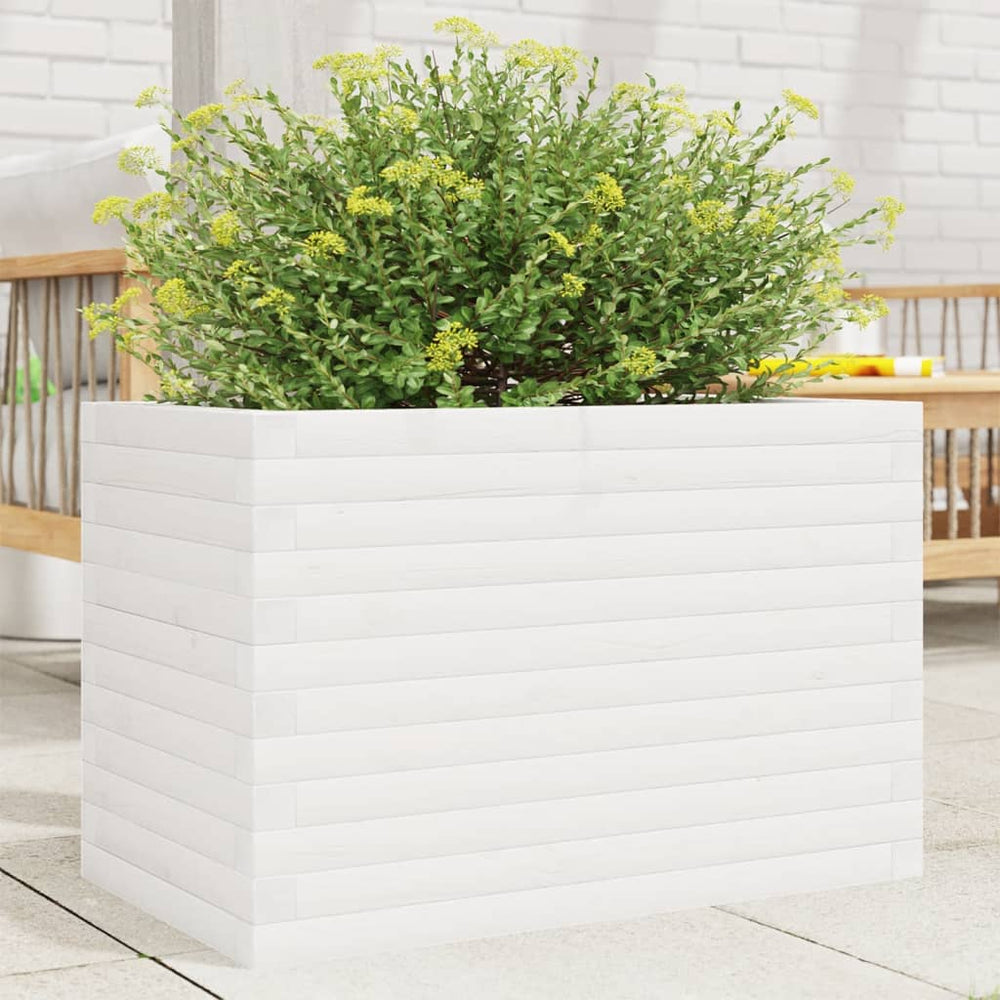 vidaXL Planter White 70x40x46 cm Solid Pine Wood