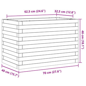 vidaXL Planter Waxed Brown 70x40x46 cm Solid Pine Wood