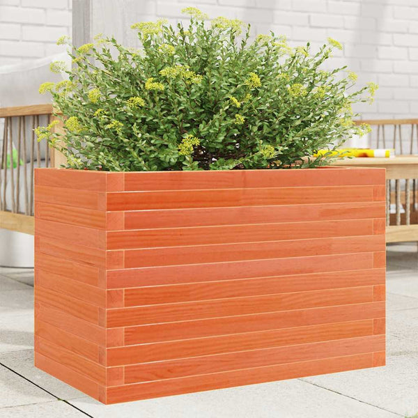 vidaXL Planter Waxed Brown 70x40x46 cm Solid Pine Wood