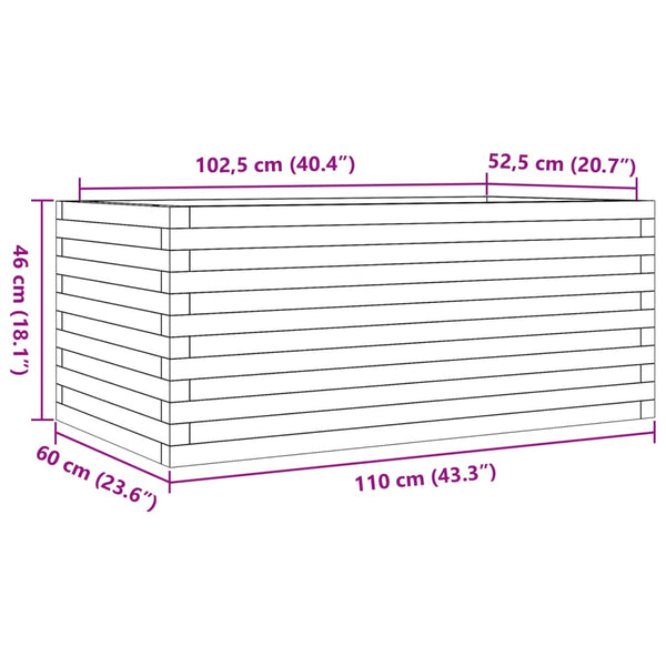 vidaXL Planter 110x60x46 cm Solid Pine Wood