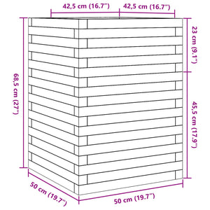 vidaXL Planter 50x50x68.5 cm Solid Pine Wood