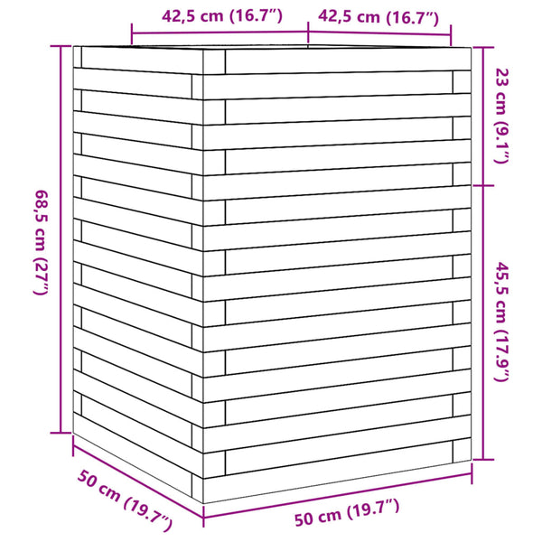 vidaXL Planter 50x50x68.5 cm Solid Pine Wood
