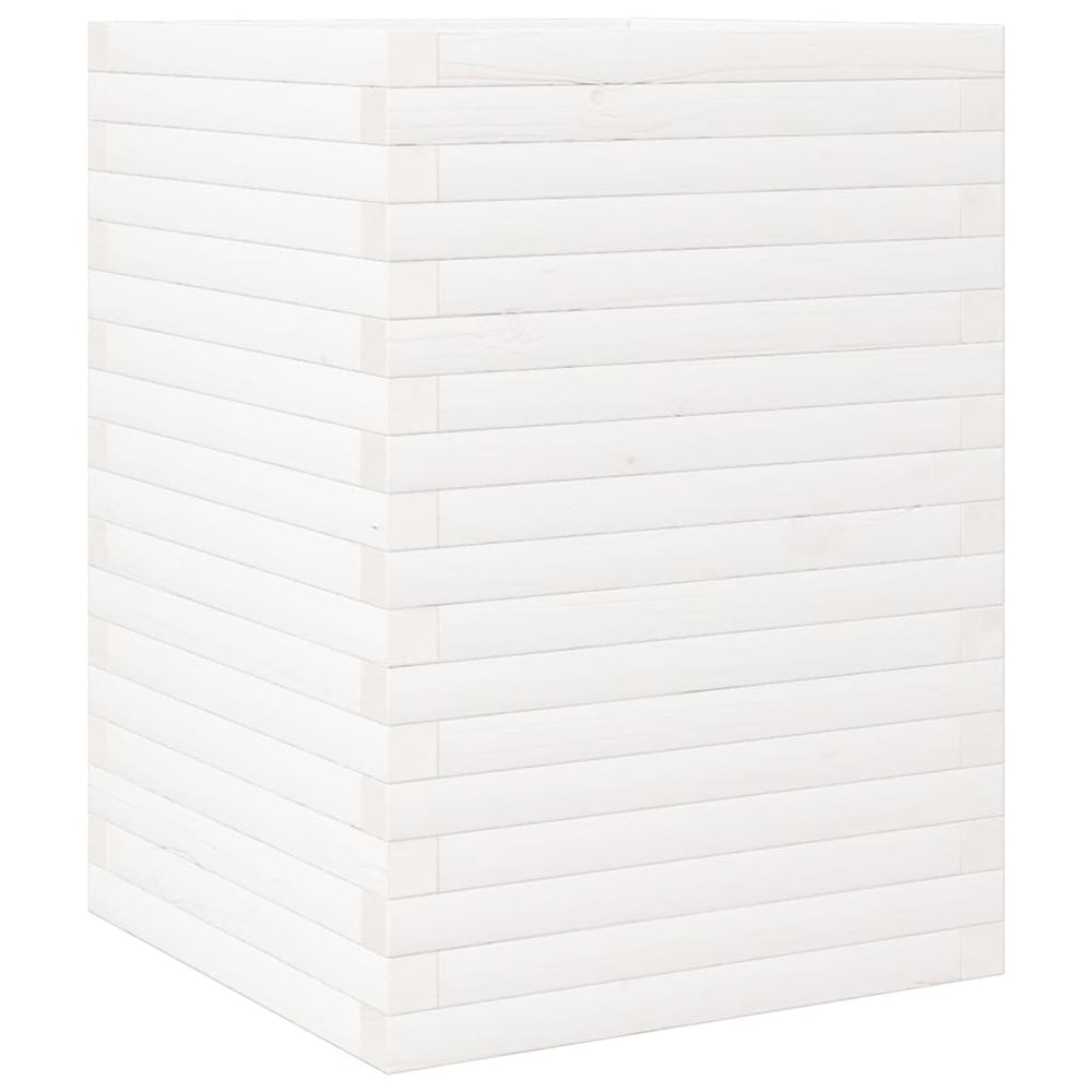 vidaXL Planter White 50x50x68.5 cm Solid Pine Wood
