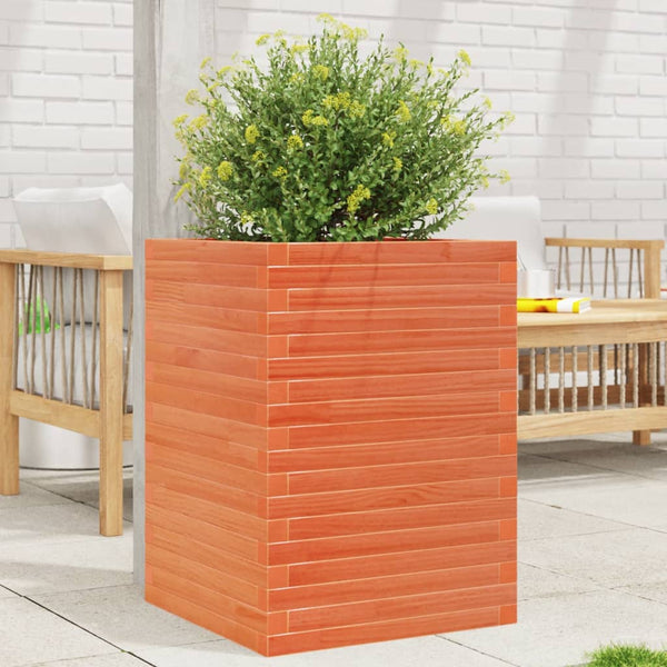 vidaXL Planter Wax Brown 50x50x68.5 cm Solid Pine Wood