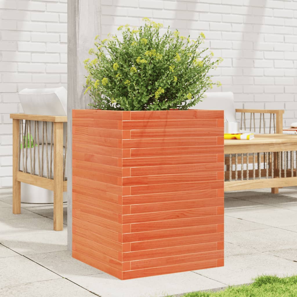vidaXL Planter Wax Brown 50x50x68.5 cm Solid Pine Wood