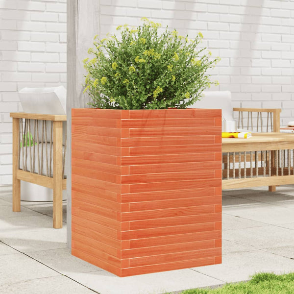 vidaXL Planter Wax Brown 50x50x68.5 cm Solid Pine Wood