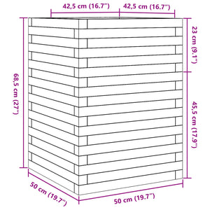vidaXL Garden Planter 50x50x68.5 cm Impregnated Pinewood